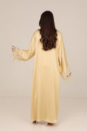 The Hessa Butter Yellow Flower Cuff Abaya - TAL by The Abaya Lab