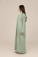 The Hessa Butter Yellow Flower Cuff Abaya - TAL by The Abaya Lab