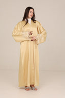 The Hessa Butter Yellow Flower Cuff Abaya - TAL by The Abaya Lab
