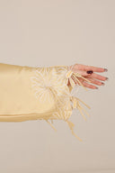 The Hessa Butter Yellow Flower Cuff Abaya - TAL by The Abaya Lab