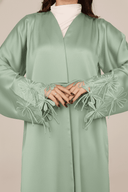 The Hessa Butter Yellow Flower Cuff Abaya - TAL by The Abaya Lab