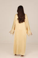 The Hessa Butter Yellow Flower Cuff Abaya - TAL by The Abaya Lab