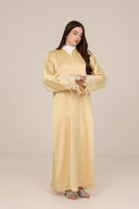 The Hessa Butter Yellow Flower Cuff Abaya - TAL by The Abaya Lab