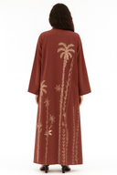 The Hind Dark Terracotta Palm Tree Luxe Abaya - TAL by The Abaya Lab