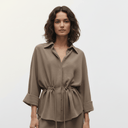 The Hind Taupe Crepe Drawstring Co - ord Set - TAL by The Abaya Lab