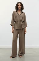 The Hind Taupe Crepe Drawstring Co - ord Set - TAL by The Abaya Lab