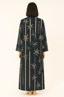 The Jawaher Navy Bamboo Print Abaya - TAL by The Abaya Lab