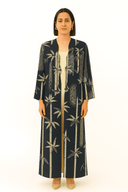 The Jawaher Navy Bamboo Print Abaya - TAL by The Abaya Lab