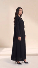 The Kamila Ruffle Trim Abaya with Single-Button Front - TAL by The Abaya Lab