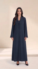 The Kamila Ruffle Trim Abaya with Single-Button Front - TAL by The Abaya Lab