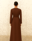 The Khulood Brown Neck Detail Maxi Dress - TAL by The Abaya Lab