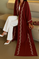 The Khulood Dark Red Abaya with Detailing - TAL by The Abaya Lab