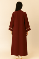 The Khulood Dark Red Abaya with Detailing - TAL by The Abaya Lab