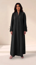 The Lamya Pintuck Front & Tie Cuff Detail Abaya - TAL by The Abaya Lab