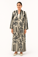 The Lana Palms & Stripes Abaya - TAL by The Abaya Lab