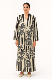 The Lana Palms & Stripes Abaya - TAL by The Abaya Lab