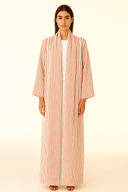 The Latifa White & Red Striped Abaya - TAL by The Abaya Lab