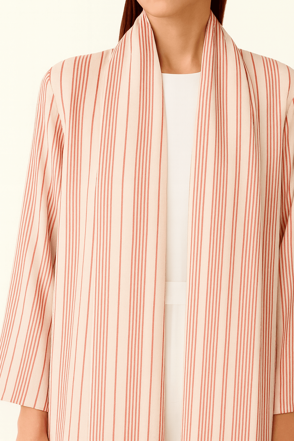 The Latifa White & Red Striped Abaya - TAL by The Abaya Lab