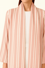 The Latifa White & Red Striped Abaya - TAL by The Abaya Lab