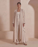 The Layaan Contrast Trim Crepe Open Abaya - TAL by The Abaya Lab