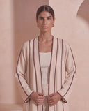 The Layaan Contrast Trim Crepe Open Abaya - TAL by The Abaya Lab