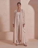 The Layaan Contrast Trim Crepe Open Abaya - TAL by The Abaya Lab