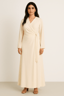 The Layali Side - Tie Wrap Dress – Pearl Edition - The Abaya Lab