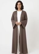 The Layan Mocha Brown Scalloped Detail Abaya - TAL by The Abaya Lab