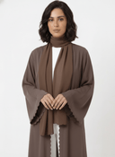 The Layan Mocha Brown Scalloped Detail Abaya - TAL by The Abaya Lab
