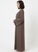 The Layan Mocha Brown Scalloped Detail Abaya - TAL by The Abaya Lab
