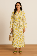 The Lemon Linen Wrap Dress - TAL by The Abaya Lab