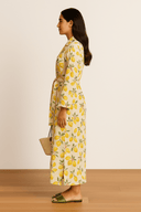 The Lemon Linen Wrap Dress - TAL by The Abaya Lab