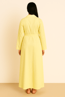 The Lena Belted Shirt Dress – Lemon Edition - The Abaya Lab