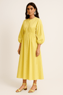 The Lila Drawstring Waist Dress – Lime Edition - The Abaya Lab