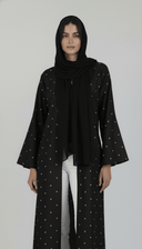 The Lina Minimal Polka Dot Abaya with Scalloped Front - TAL by The Abaya Lab