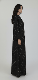 The Lina Minimal Polka Dot Abaya with Scalloped Front - TAL by The Abaya Lab