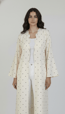 The Lina Minimal Polka Dot Abaya with Scalloped Front - TAL by The Abaya Lab