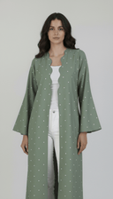 The Lina Minimal Polka Dot Abaya with Scalloped Front - TAL by The Abaya Lab