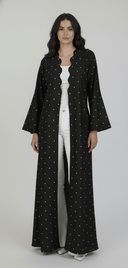 The Lina Minimal Polka Dot Abaya with Scalloped Front - TAL by The Abaya Lab
