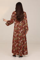 The Lina Orange Check Abaya - TAL by The Abaya Lab
