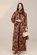 The Lina Orange Check Abaya - TAL by The Abaya Lab