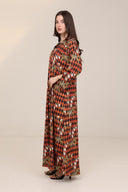 The Lina Orange Check Abaya - TAL by The Abaya Lab