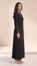 The Lubna Pearl Split Sleeve Abaya, in Black, side view