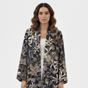 The Lujain Black Multi Floral Silk Abaya - TAL by The Abaya Lab