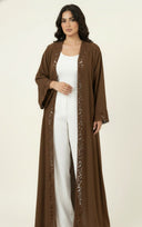 The Lujayna Scalloped Cutwork Trim Abaya - TAL by The Abaya Lab