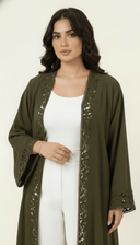 The Lujayna Scalloped Cutwork Trim Abaya - TAL by The Abaya Lab