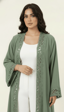 The Lujayna Scalloped Cutwork Trim Abaya - TAL by The Abaya Lab