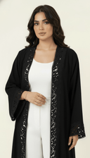 The Lujayna Scalloped Cutwork Trim Abaya - TAL by The Abaya Lab