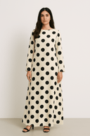 The Luma Polka Dot Dress – Monochrome Edition - The Abaya Lab