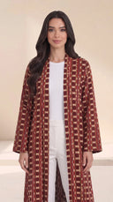 The Mahmooda Geometric Print Open-Front Abaya - TAL by The Abaya Lab